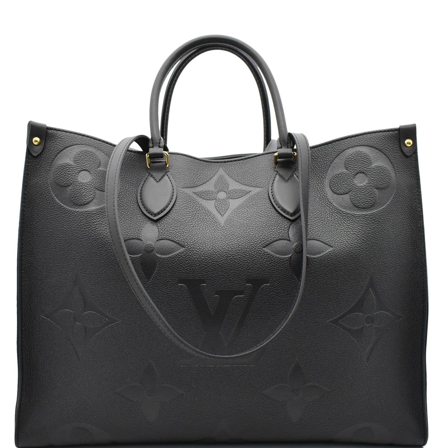 LOUIS VUITTON Onthego GM Monogram Empreinte Leather Tote Bag Black