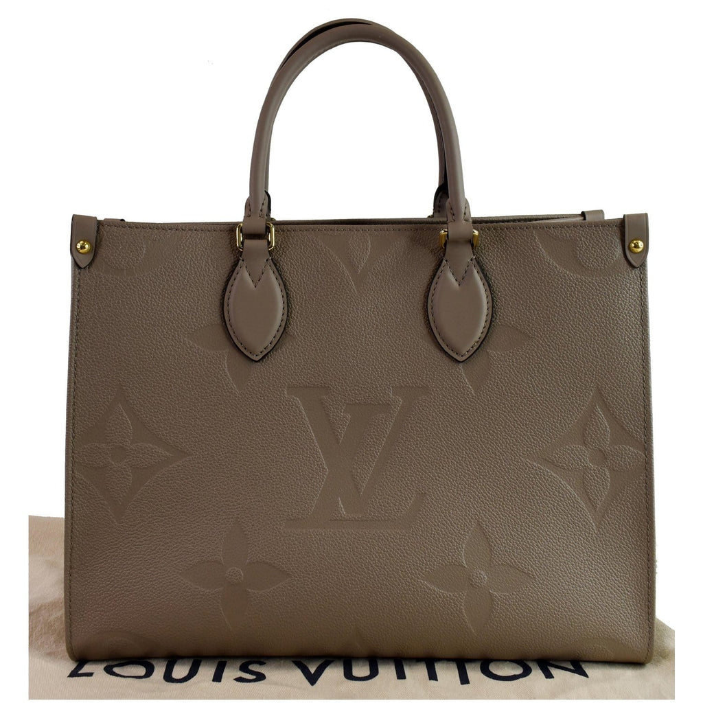 LOUIS VUITTON Onthego MM Monogram Empreinte Shoulder Bag Tourterelle