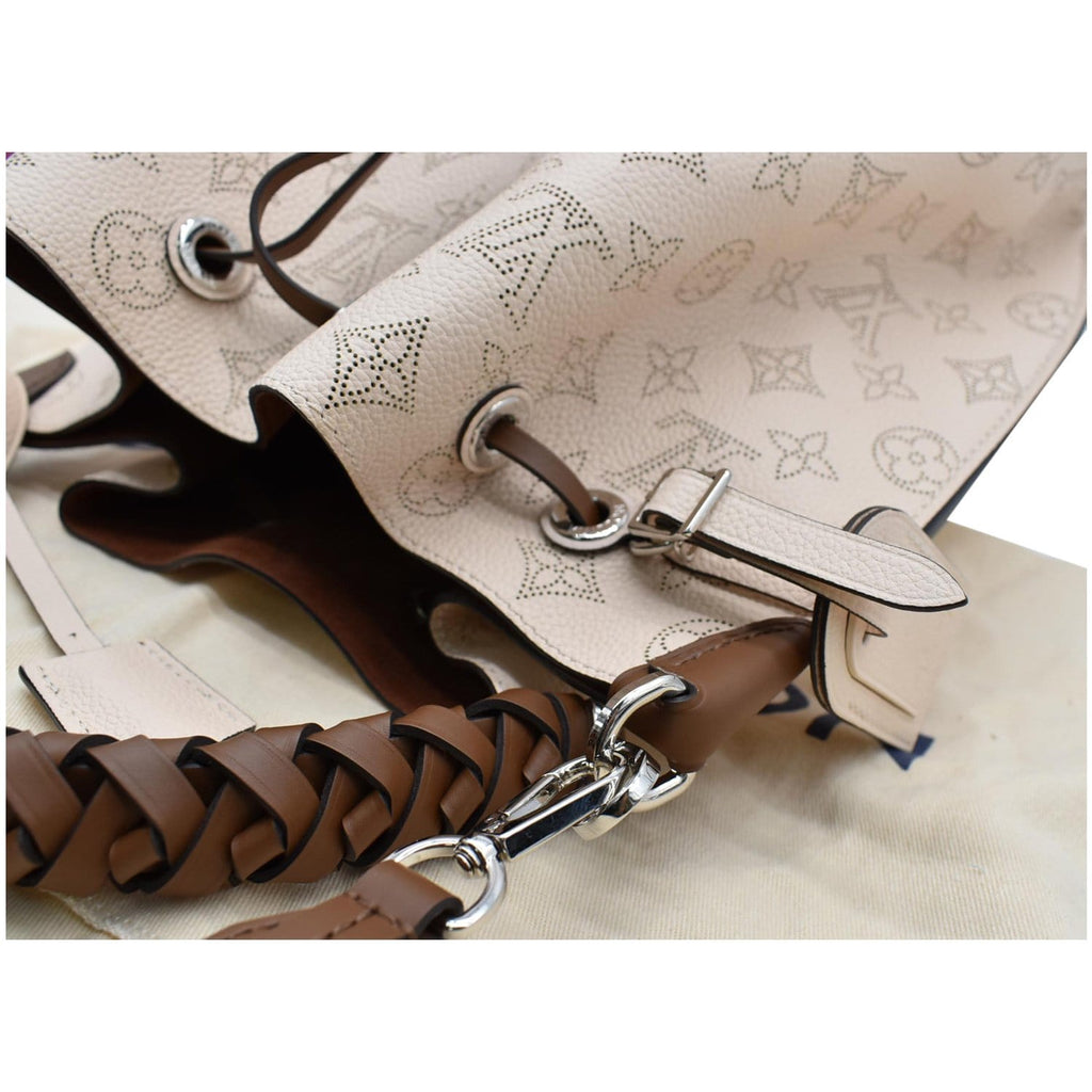 LOUIS VUITTON Muria Mahina Perforated Leather Shoulder Bag Cream