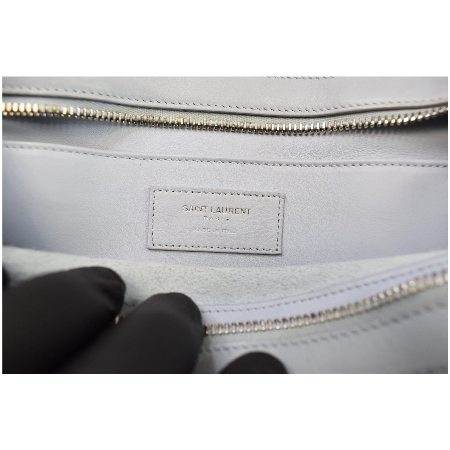 YVES SAINT LAURENT Cabas Baby Leather Tote Shoulder Bag Light Blue