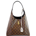 LOUIS VUITTON Flower Monogram Canvas Shoulder Hobo Bag Brown