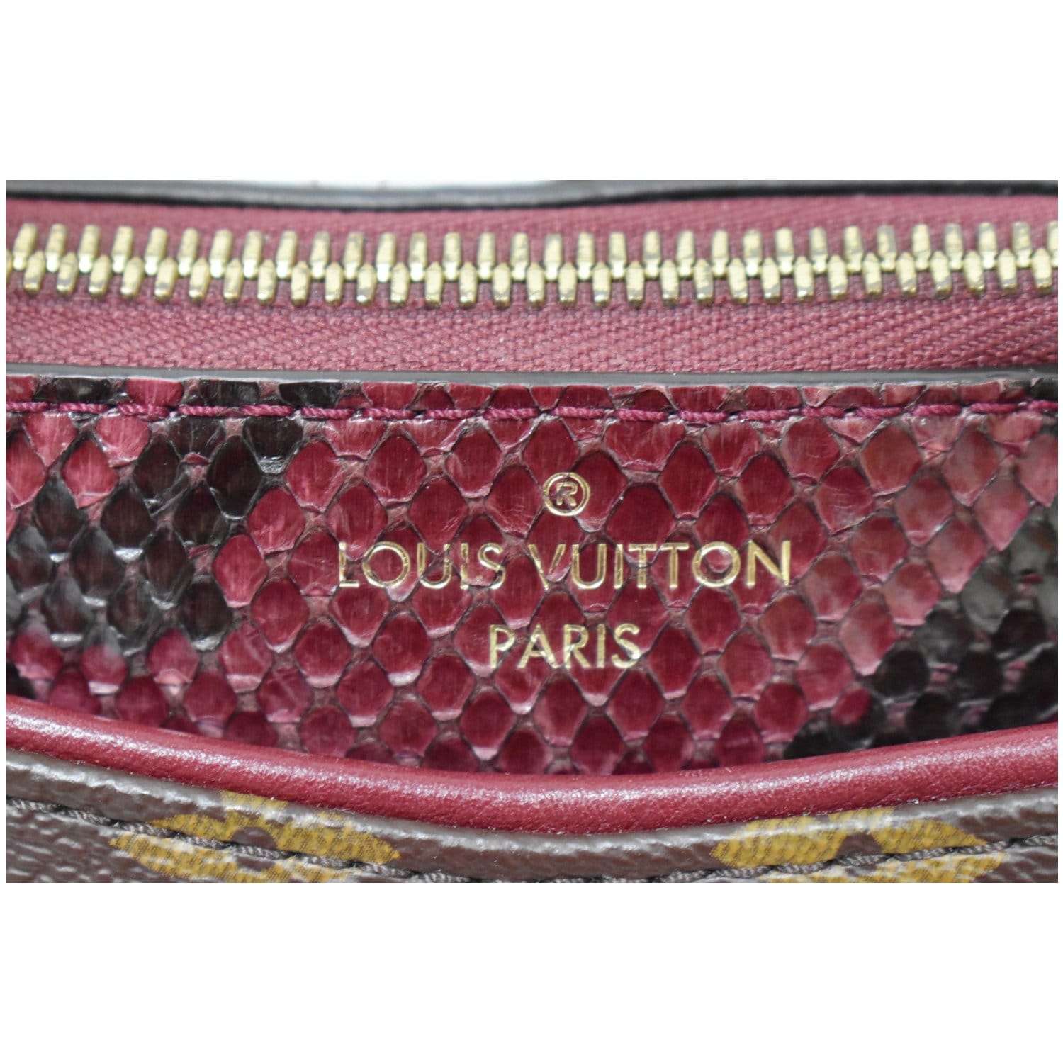 LOUIS VUITTON Pallas Python Monogram Canvas Shoulder Bag Bordeaux