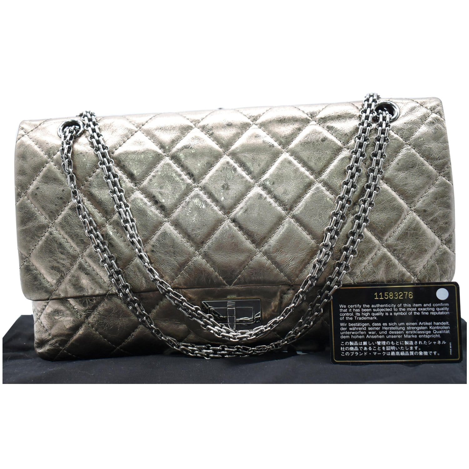 CHANEL 2.55 Reissue Aged Calfskin Leather Shoulder Bag Metallic Gold