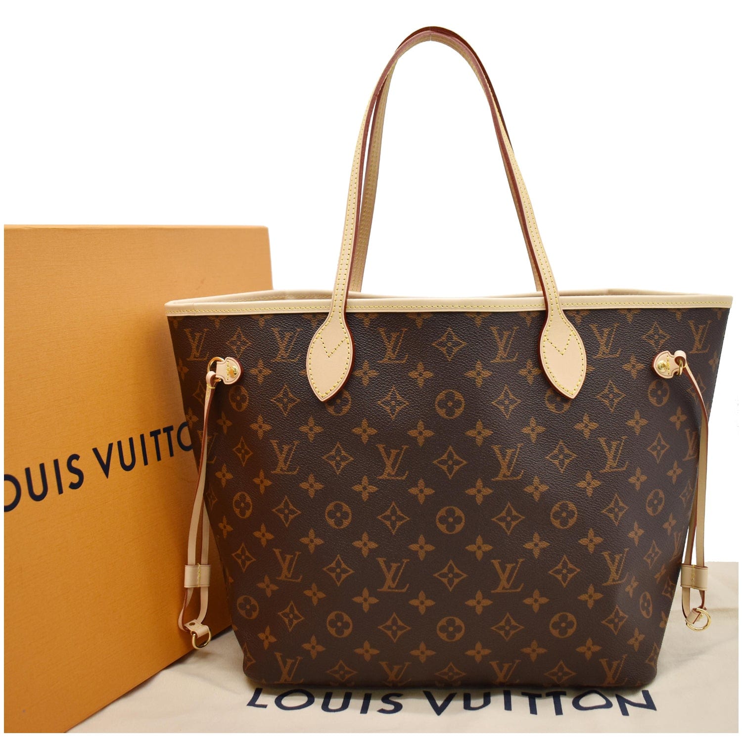 LOUIS VUITTON Neverfull MM Monogram Canvas Tote Bag Brown