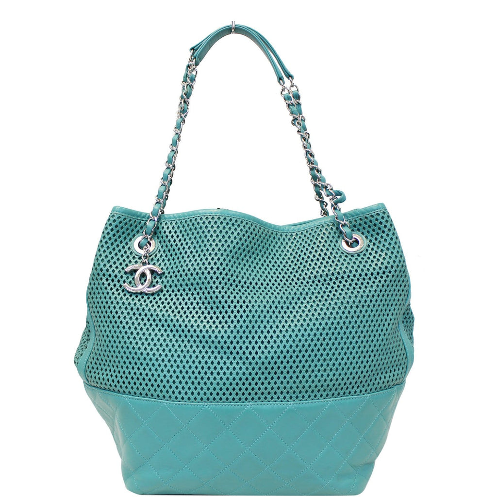 CHANEL Calfskin Perforated Up In The Air North South Tote Shoulder Bag