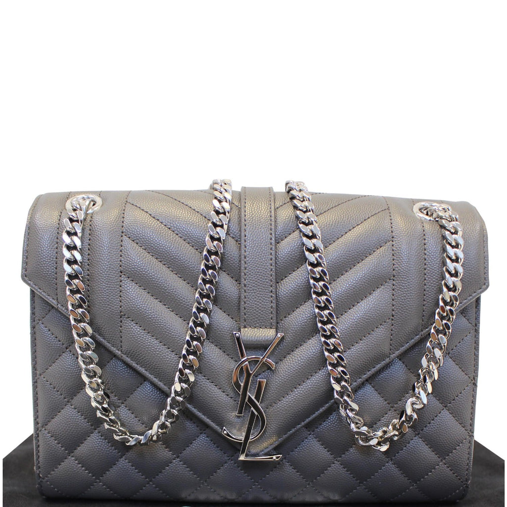 YVES Saint Laurent Envelope Medium Chain Shoulder Bag Grey