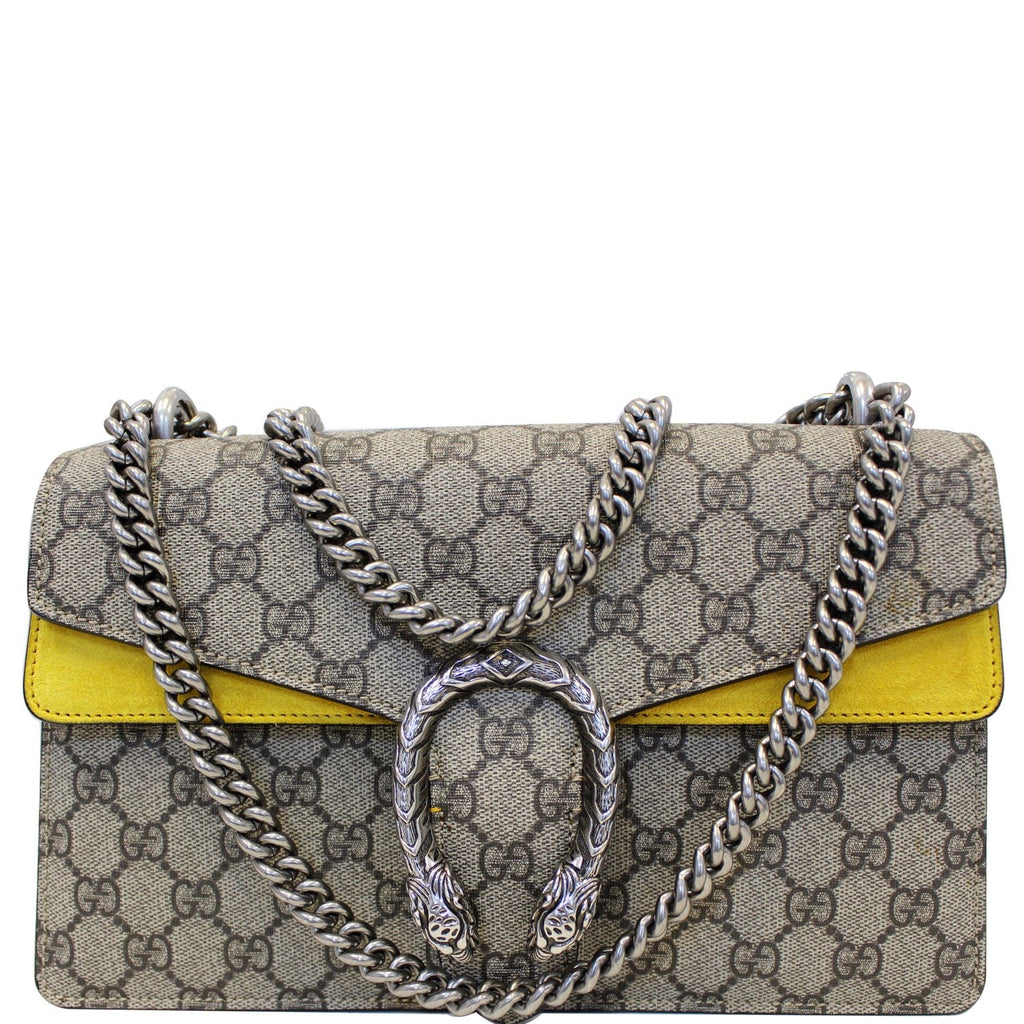 GUCCI Dionysus Small GG Supreme Canvas Shoulder Bag Beige 400249