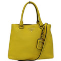 PRADA Vitello Phenix Leather Tote Bag Yellow - 25% OFF