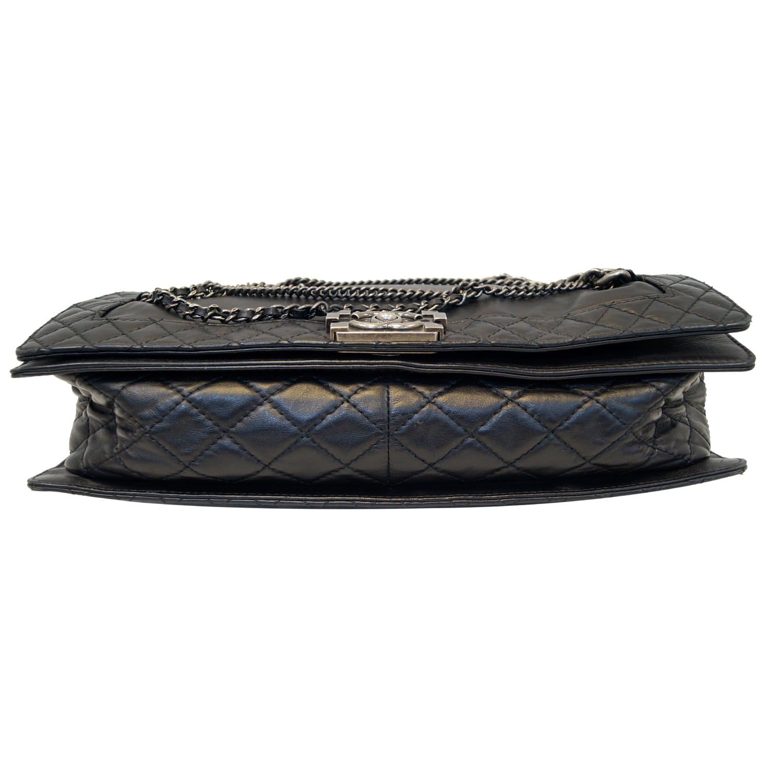 CHANEL Boy Enchained Large Calfskin Leather Flap Shoulder Bag Black