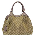 GUCCI Sukey Medium  GG Canvas Tote Bag Beige 211944
