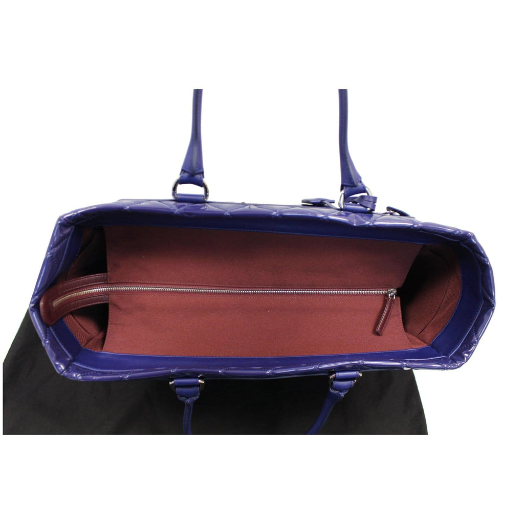 CHANEL Timeless XL Quilted Carry-on Patent Leather Tote Royal Blue