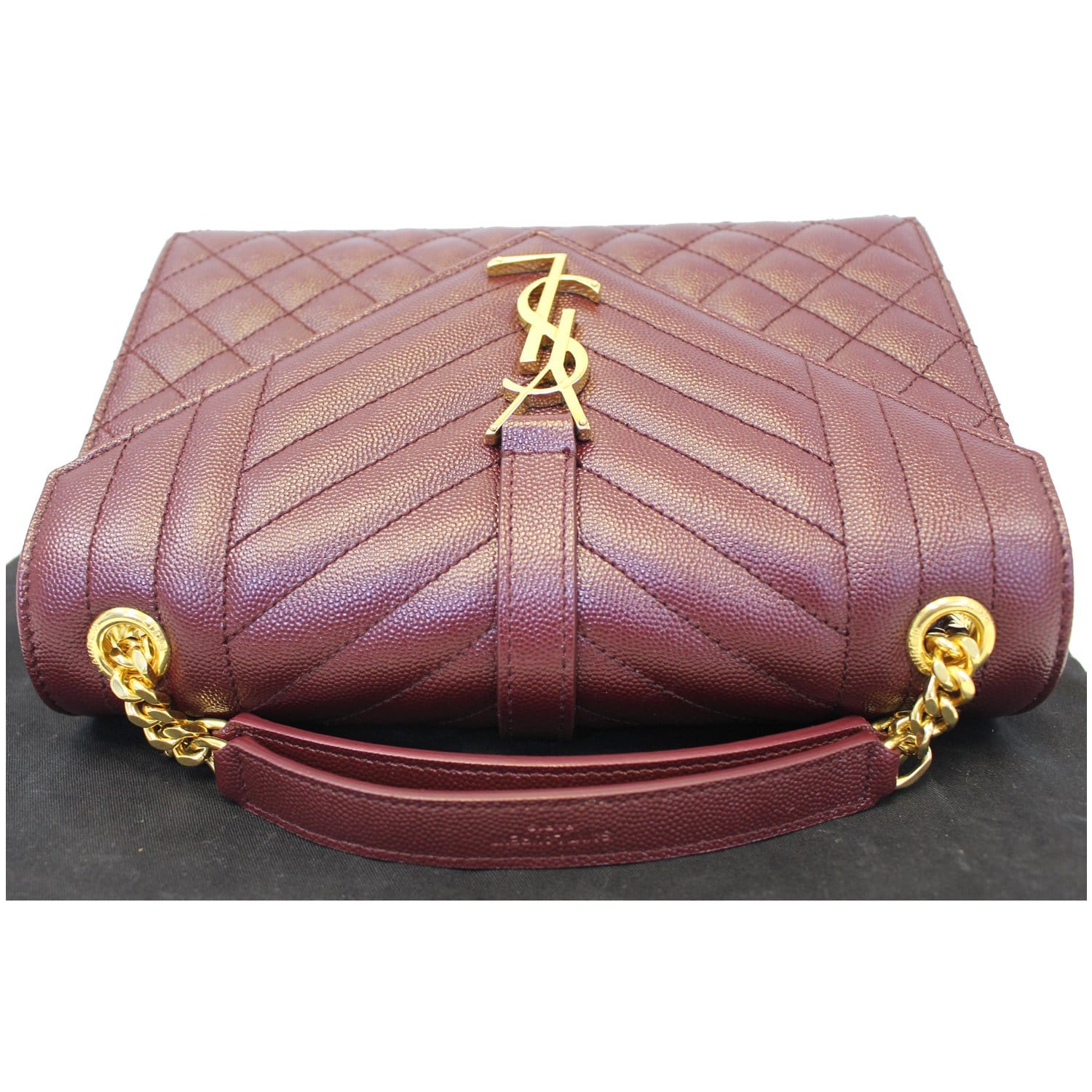 YVES SAINT LAURENT Envelope Medium Chain Shoulder Bag Burgundy