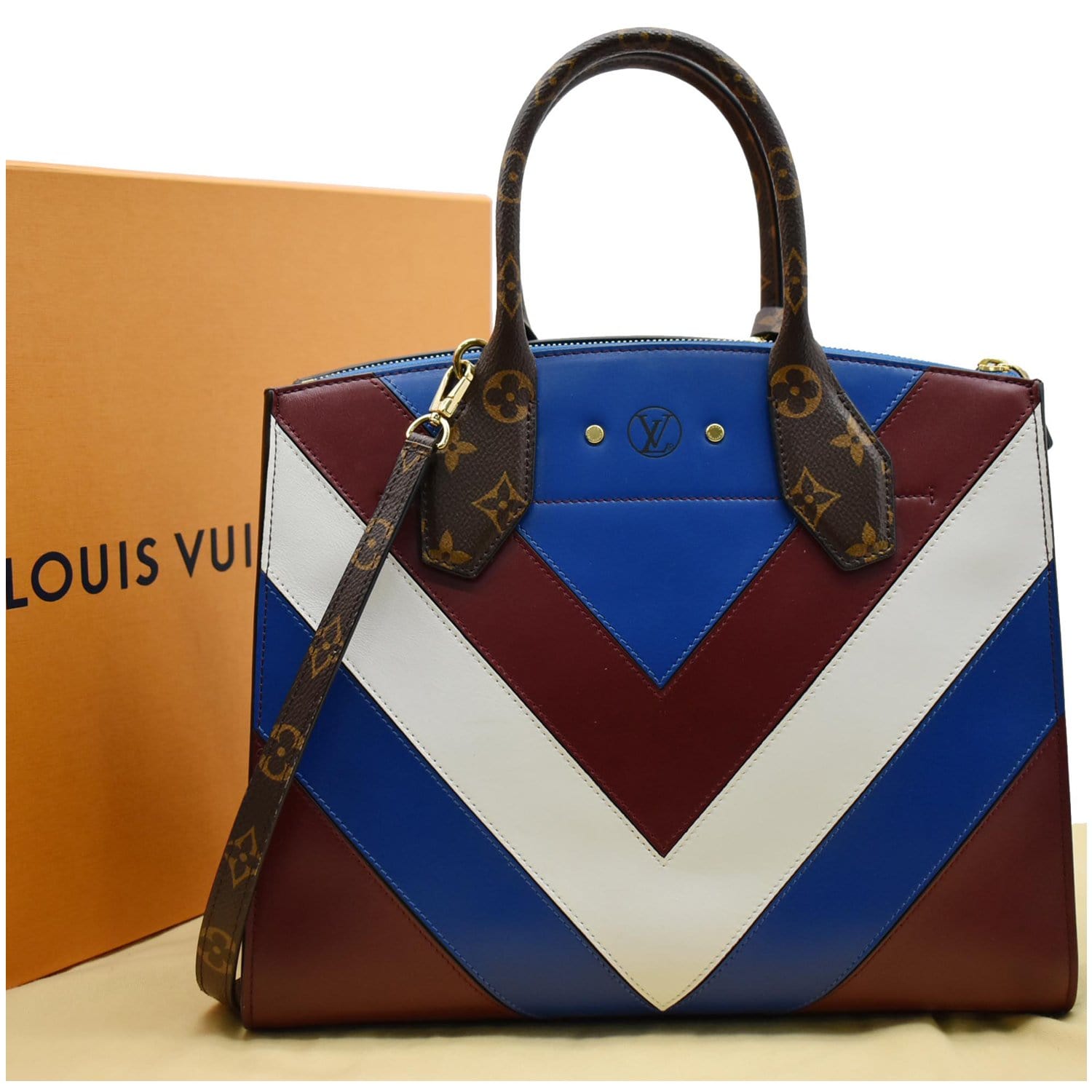 LOUIS VUITTON City Steamer MM Monogram Calfskin Tote Bag Burgundy