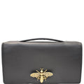 CHRISTIAN DIOR Bee Leather Pouch Clutch Bag Black