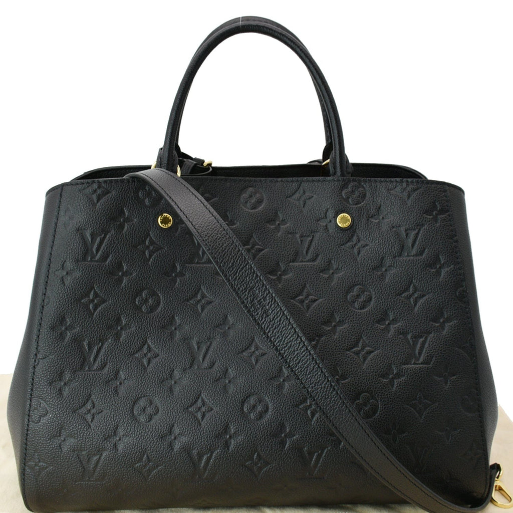LOUIS VUITTON Montaigne GM Empreinte Leather Shoulder Bag Black
