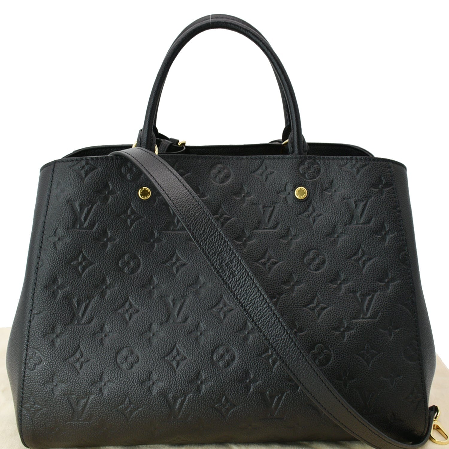 LOUIS VUITTON Montaigne GM Empreinte Leather Shoulder Bag Black