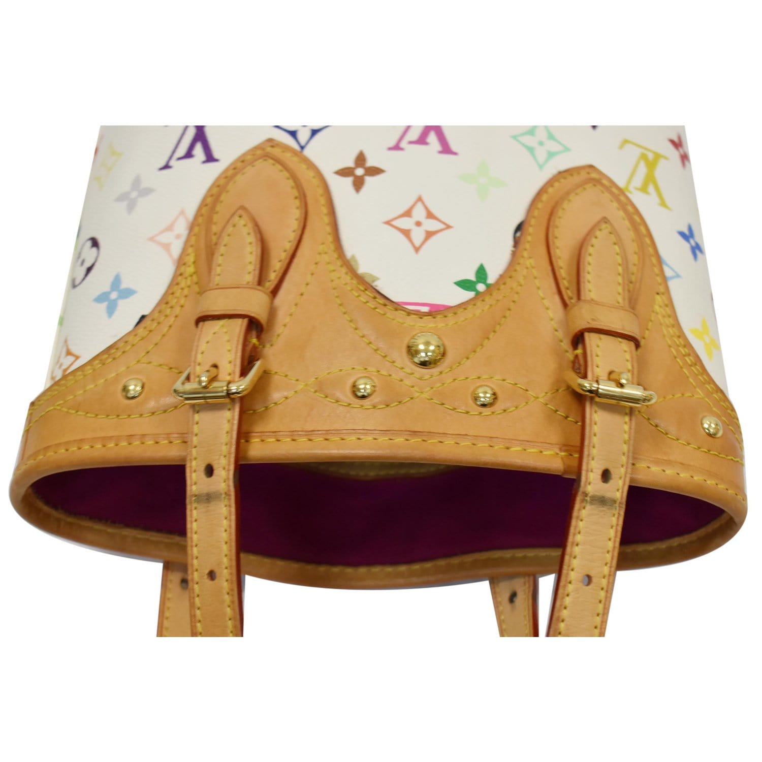 LOUIS VUITTON Fringe Bucket Monogram Multicolor Shoulder Bag White