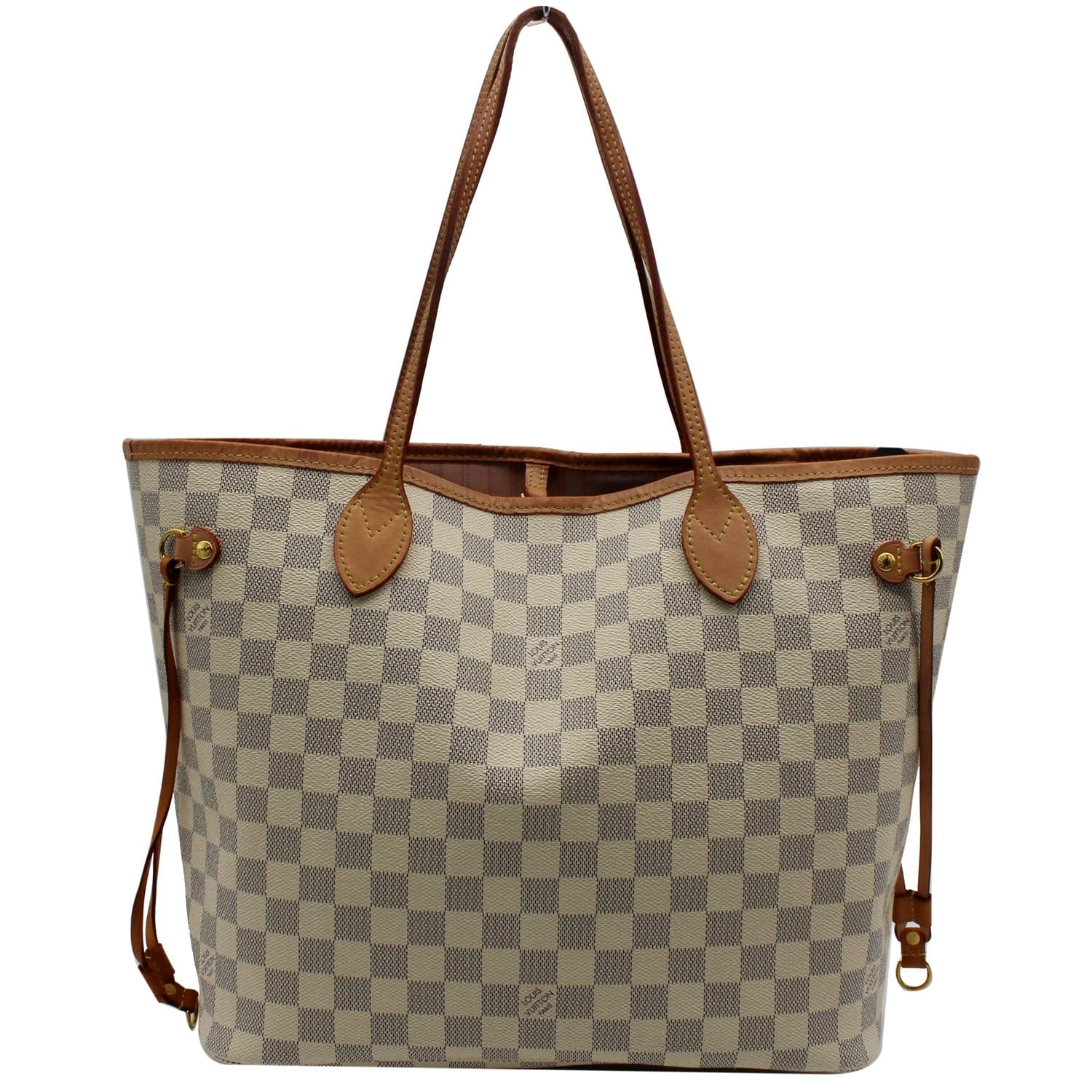 LOUIS VUITTON Neverfull MM Damier Azur Tote Shoulder Bag White