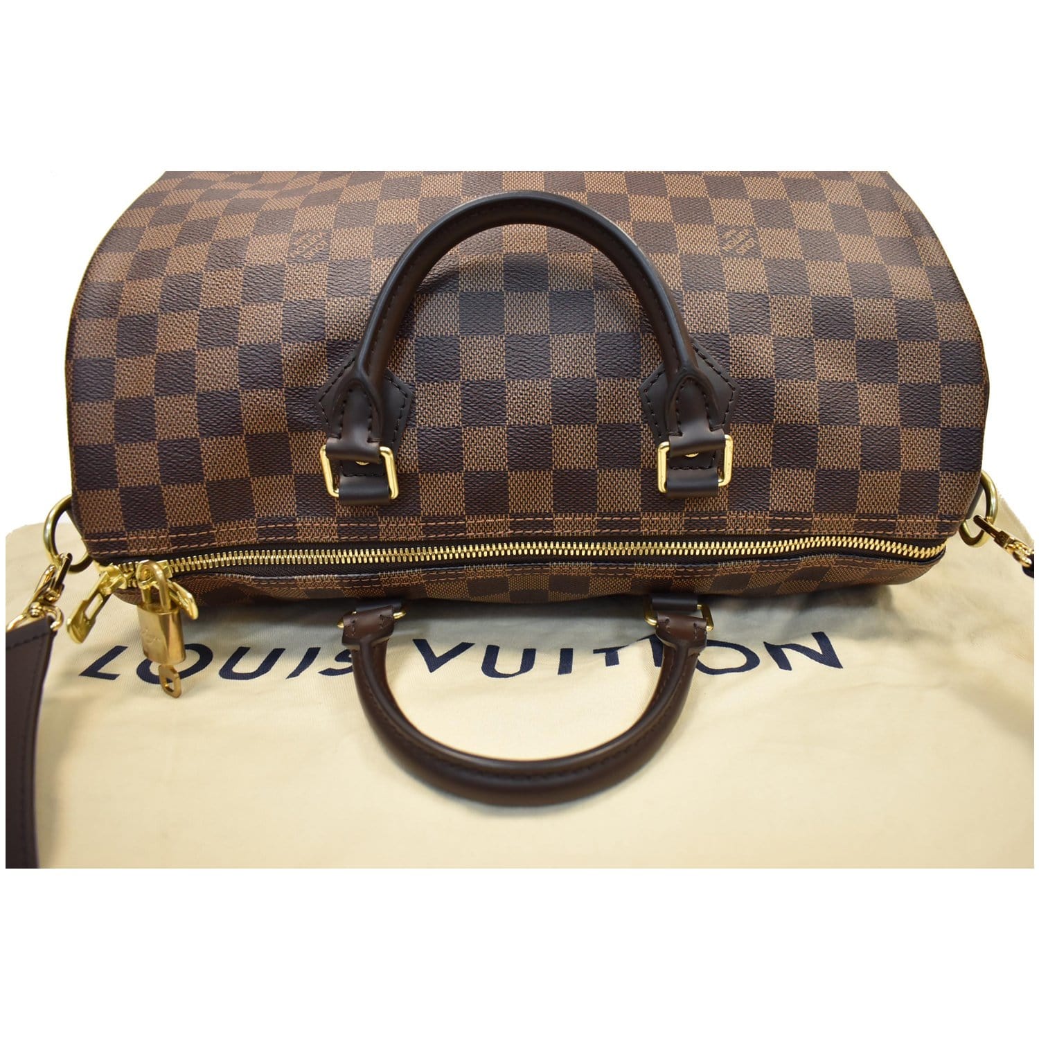 LOUIS VUITTON Speedy 35 Bandouliere Damier Ebene Shoulder Bag Brown