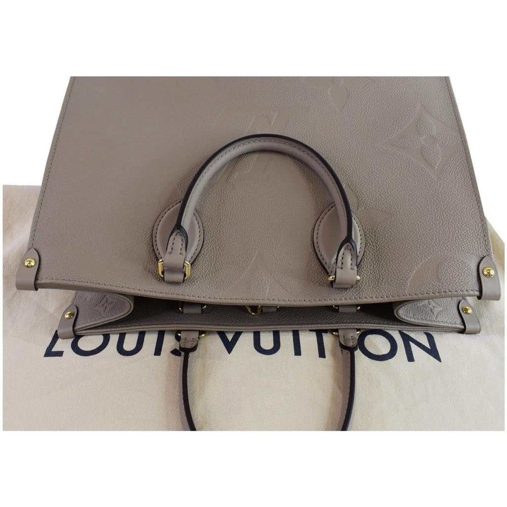 LOUIS VUITTON Onthego MM Monogram Empreinte Shoulder Bag Tourterelle