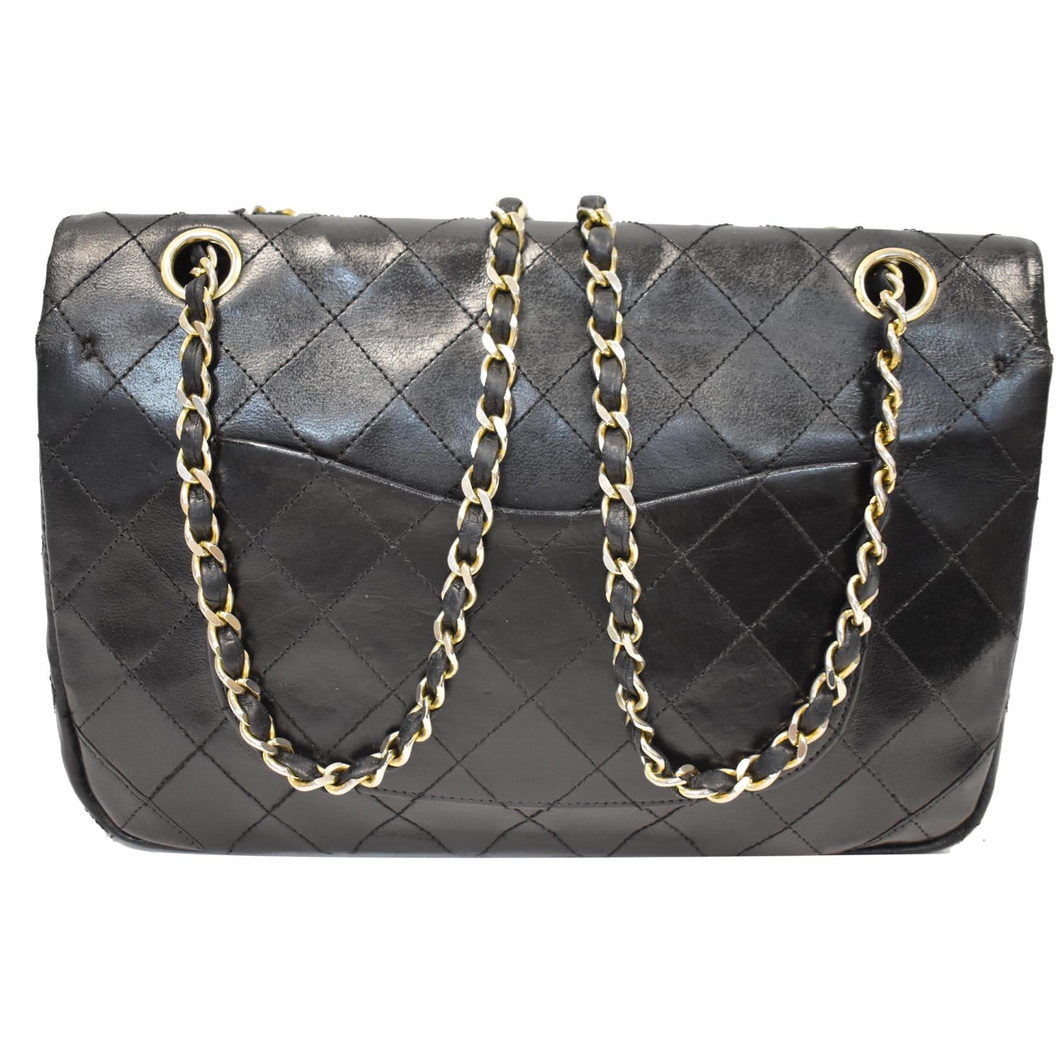CHANEL CC Vintage Classic Medium Double Flap Calf Shoulder Bag Black