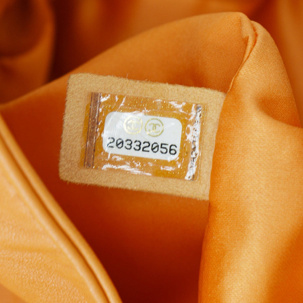 CHANEL Classic Flap Drawstring Quilted Lambskin Leather Shopper Shoulder Bag Orange - Hot Deals