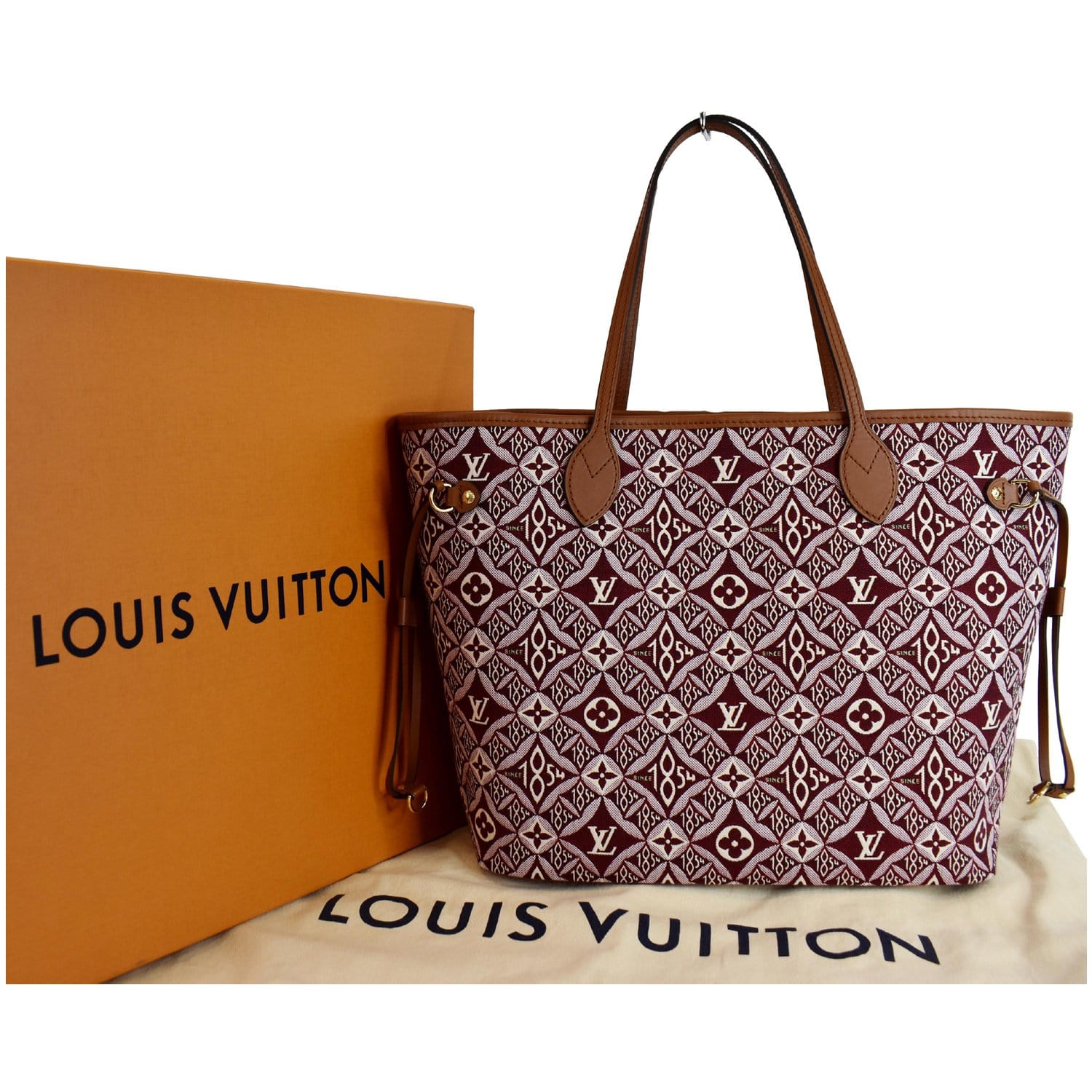 LOUIS VUITTON Neverfull MM Since 1854 Jacquard Shoulder Bag Bordeaux Red