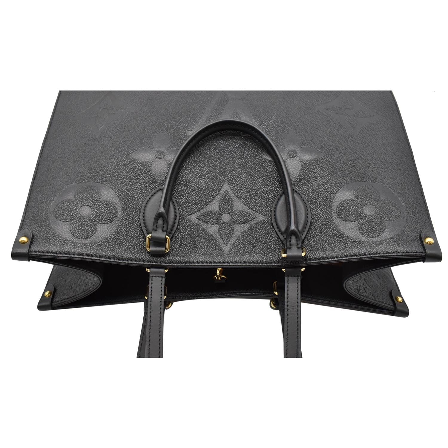 LOUIS VUITTON Onthego GM Monogram Empreinte Leather Tote Bag Black