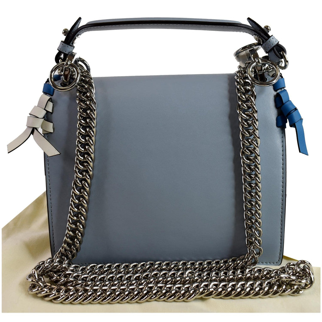 FENDI Vitello Liberty Whipstitch Bow Small Kan I Shoulder Bag Light Blue - Final Sale