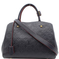 LOUIS VUITTON Montaigne MM Monogram Empreinte Shoulder Bag Blue