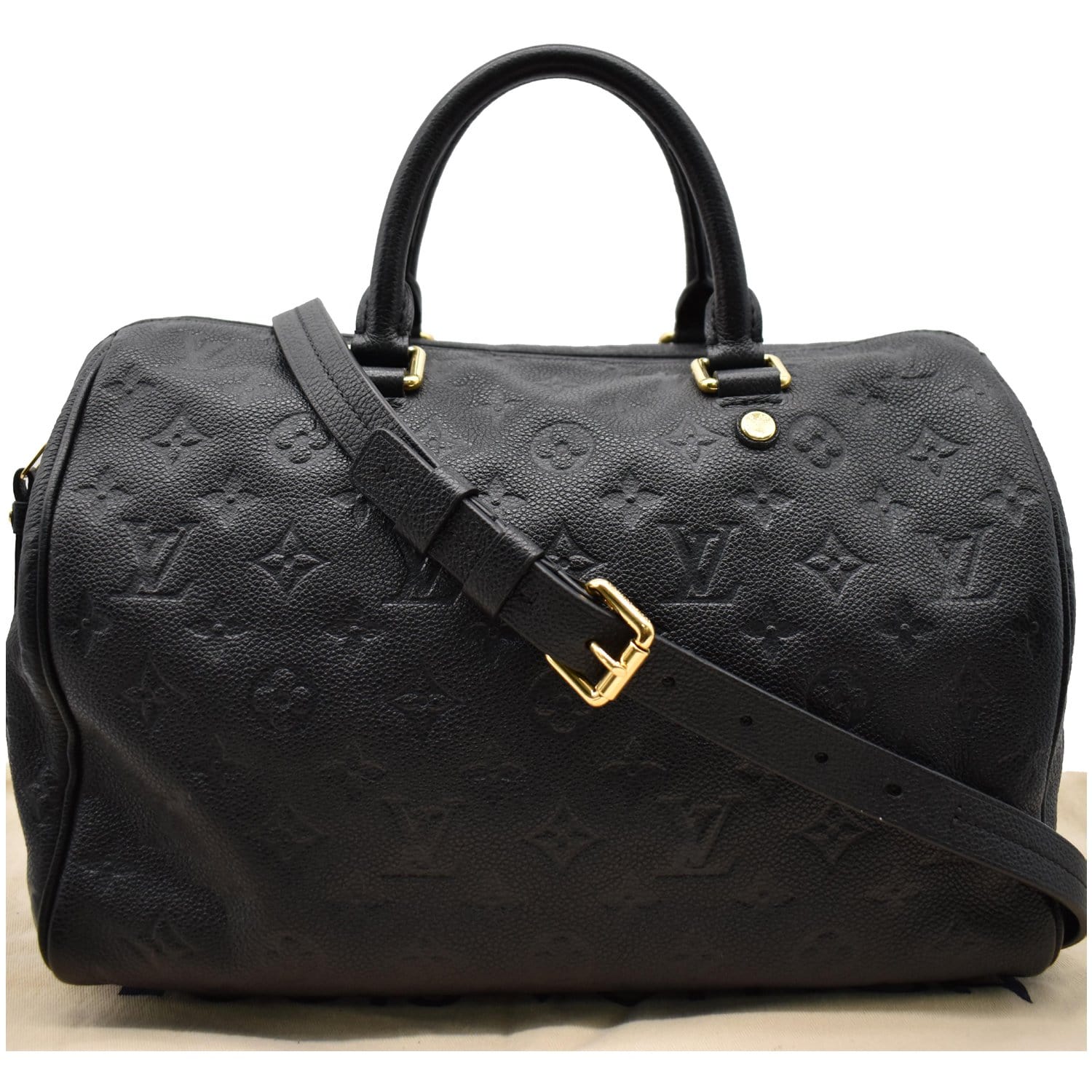 LOUIS VUITTON Speedy 30 Bandouliere Monogram Empreinte Leather Shoulder Bag Black