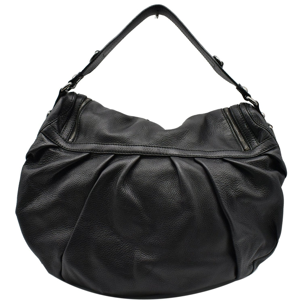 GUCCI Icon Bit Medium Pebbled Leather Shoulder Bag Black 228584