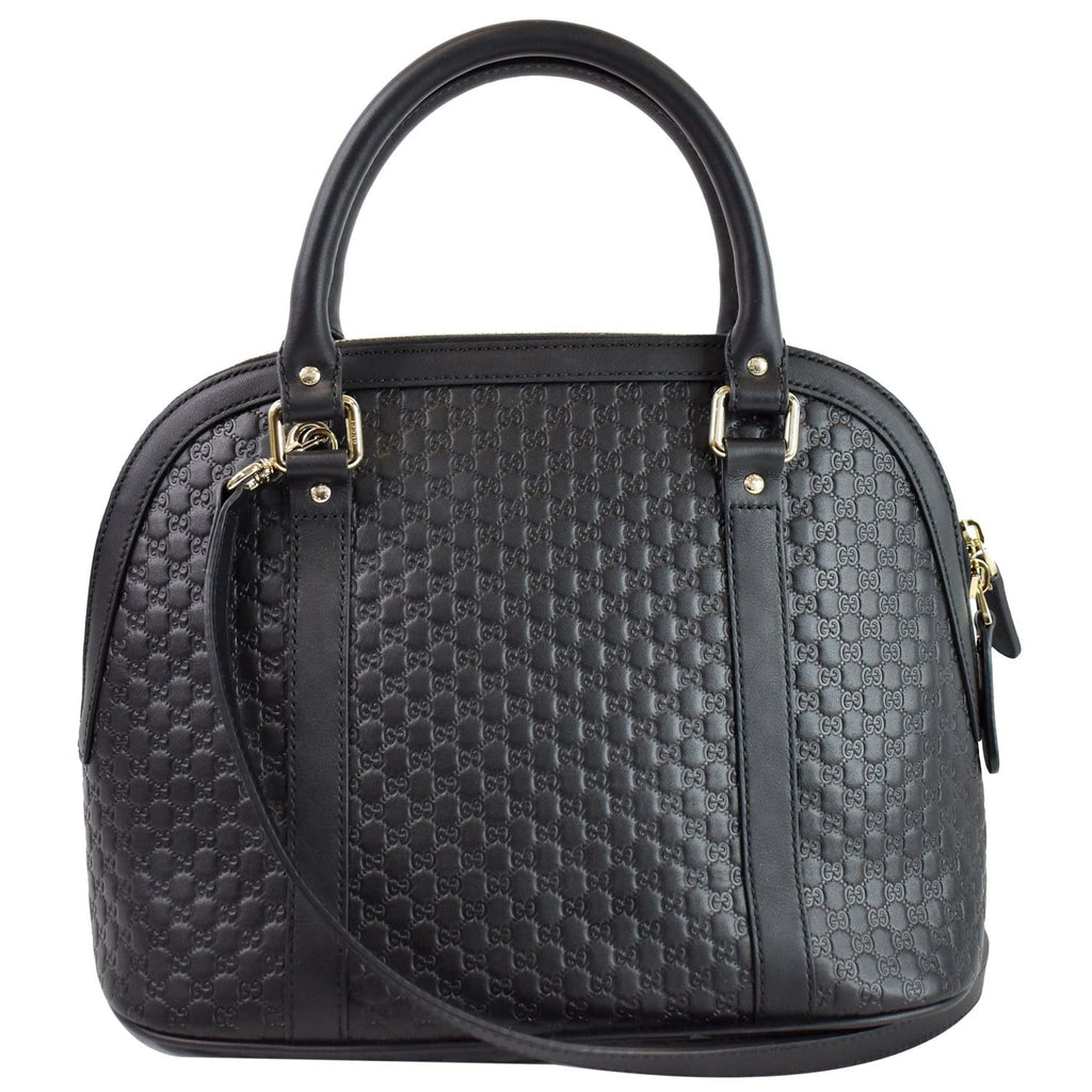 GUCCI Dome Medium Microguccissima Leather Shoulder Bag Black 449663