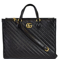 GUCCI GG Marmont Medium Matelasse Leather Tote Bag Black 627332