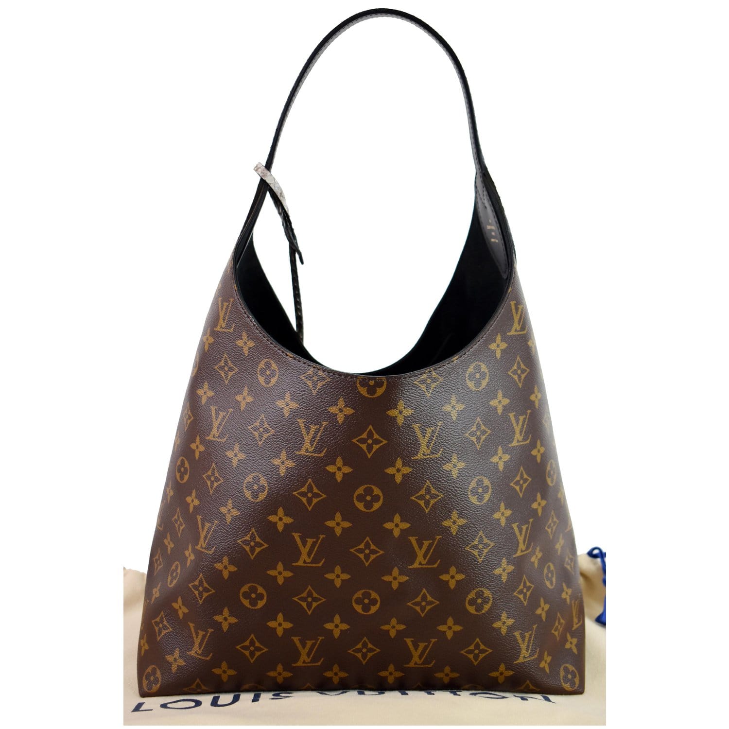 LOUIS VUITTON Flower Monogram Canvas Shoulder Hobo Bag Brown