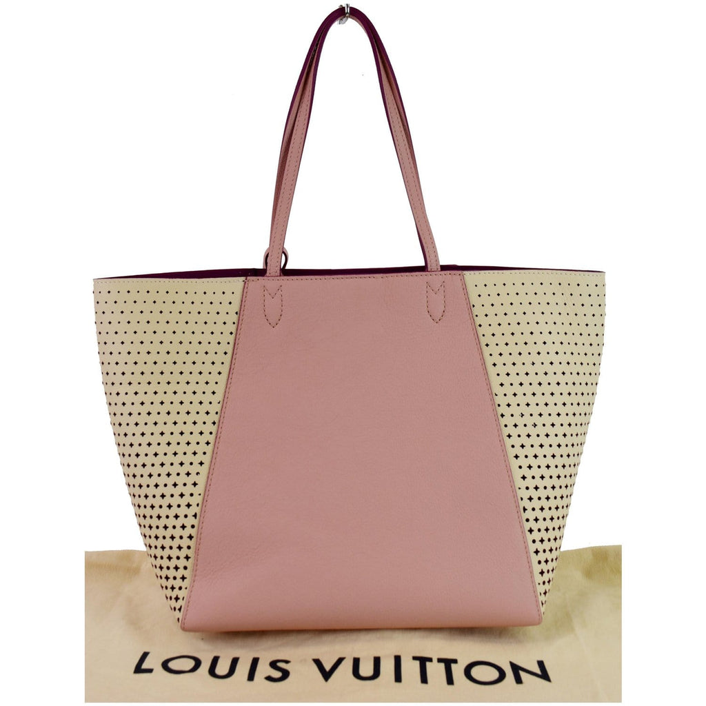 LOUIS VUITTON Lockme Cabas Perforated Leather Shoulder Bag Pink