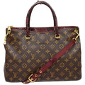 LOUIS VUITTON Pallas Python Monogram Canvas Shoulder Bag Bordeaux