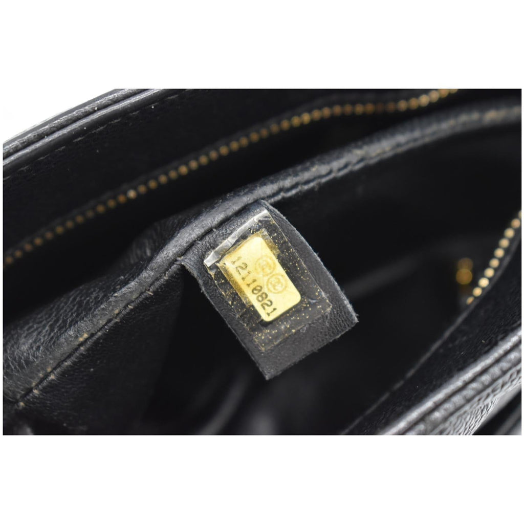CHANEL Medallion Quilted Caviar Leather Tote Bag Black