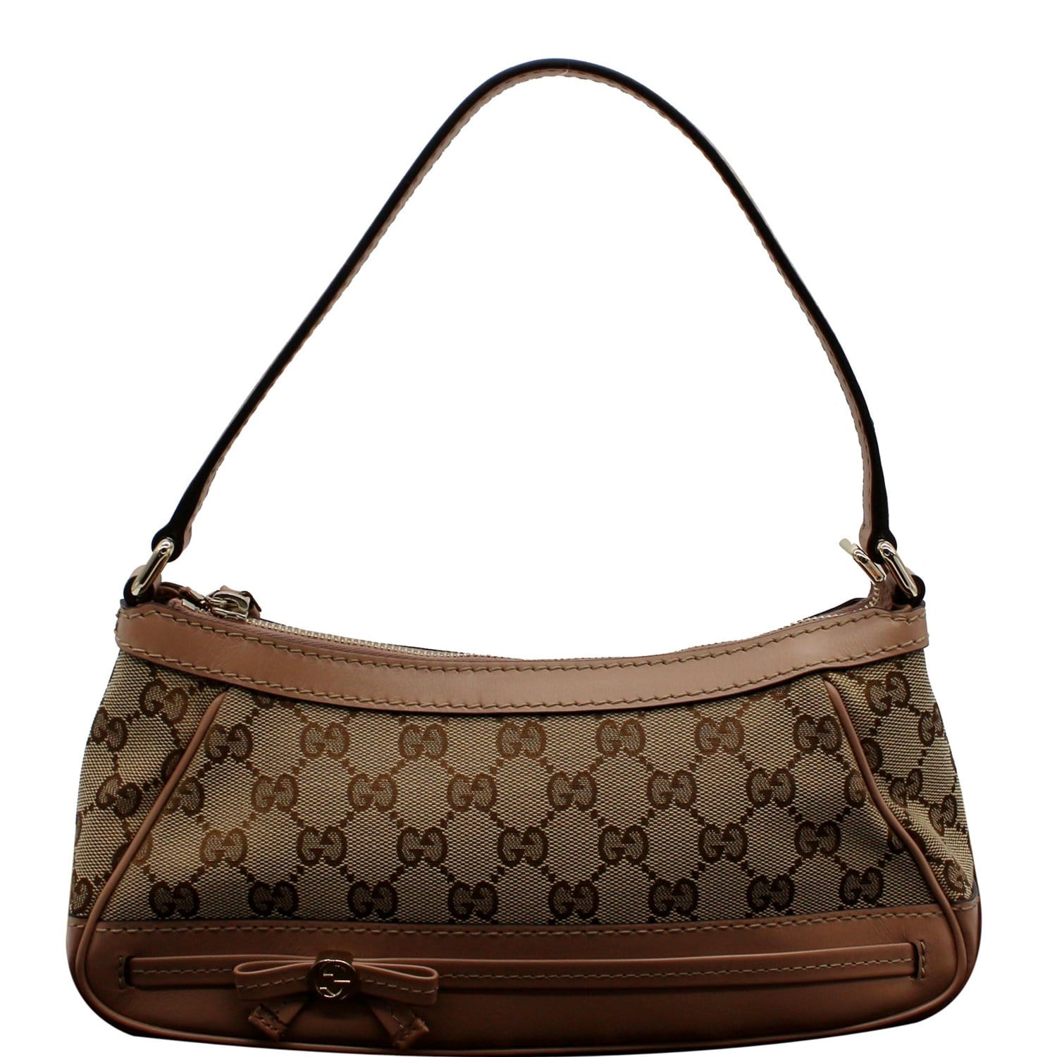 GUCCI Mayfair Small Bow GG Canvas Shoulder Bag Rose Beige 269893