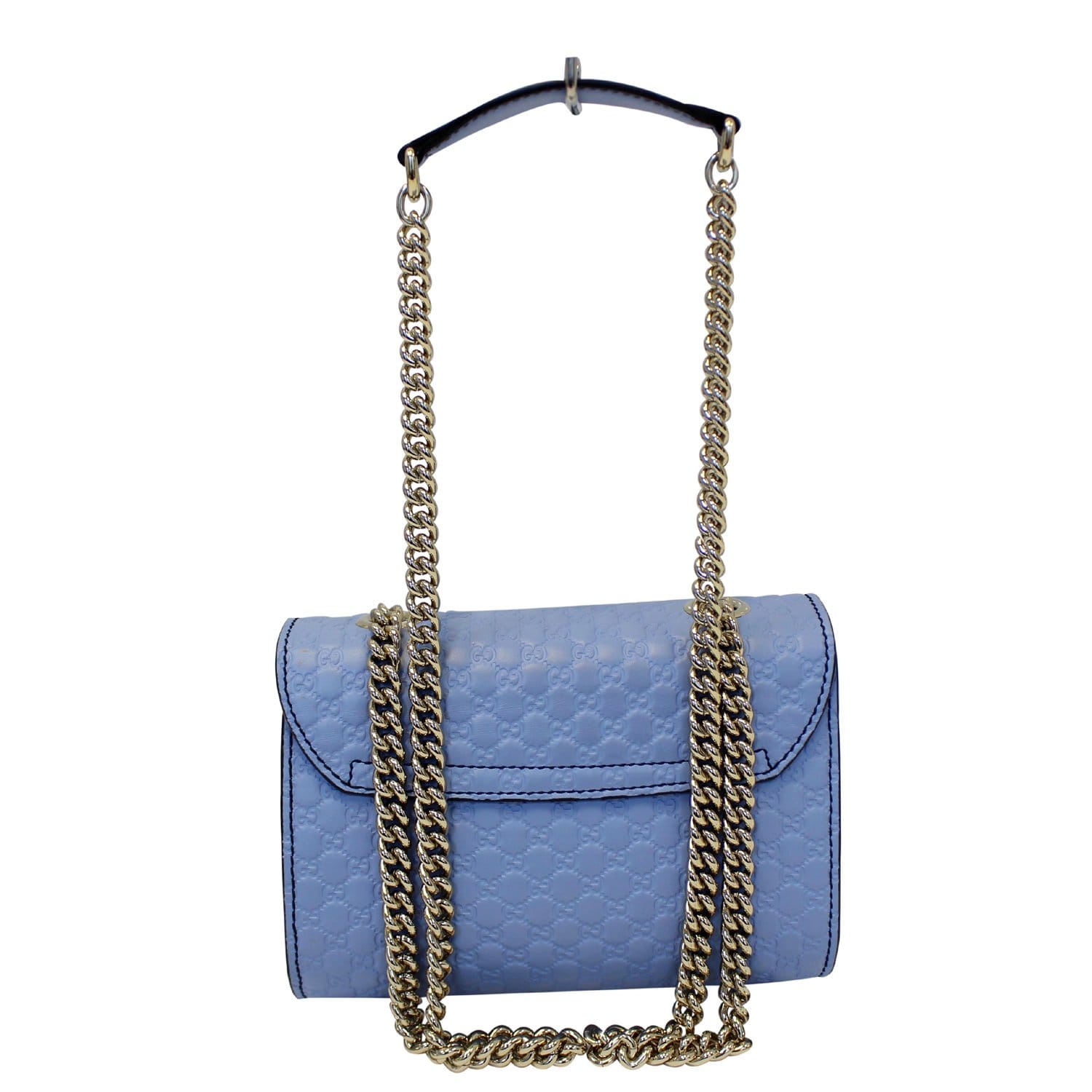 GUCCI Emily Mini Micro GG Guccissima Leather Shoulder Bag Light Blue