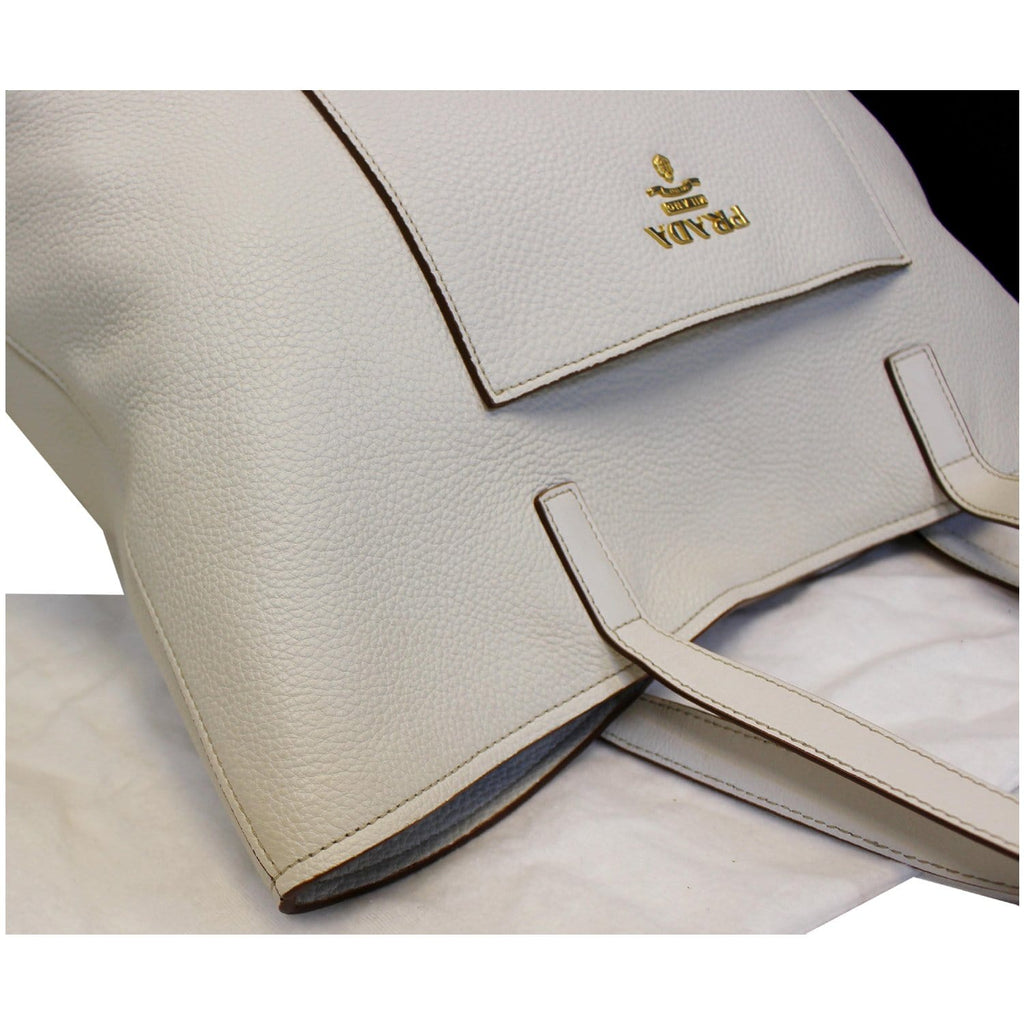 PRADA Large Vitello Daino Shopper Tote Bag White