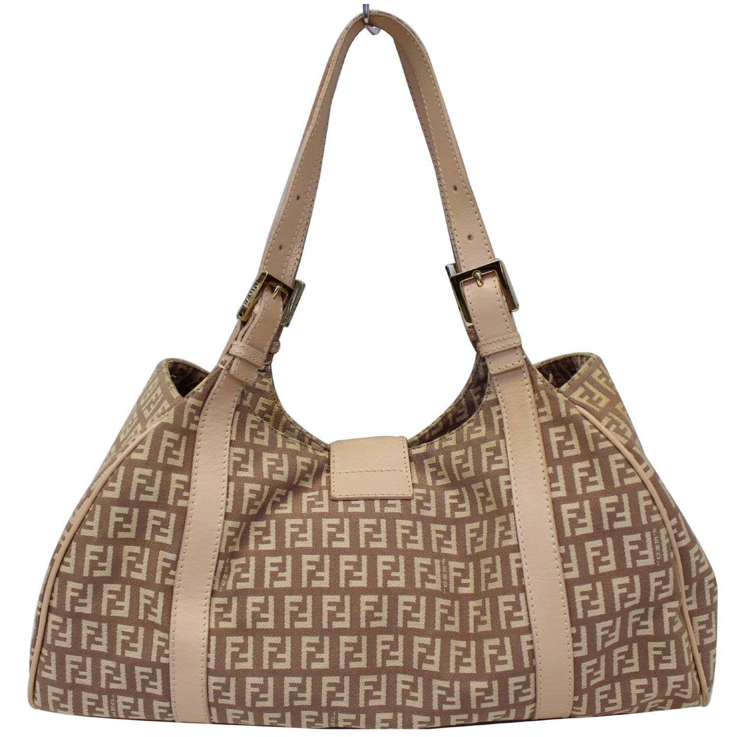 FENDI Zucchino Canvas Shoulder Bag Pink