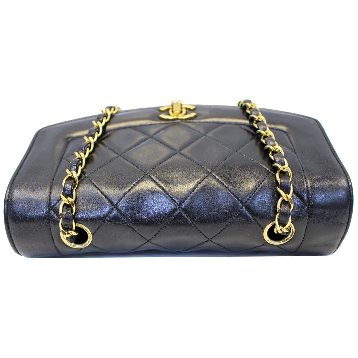 CHANEL Diana Flap Bag Quilted Lambskin Shoulder Bag Black Vintage