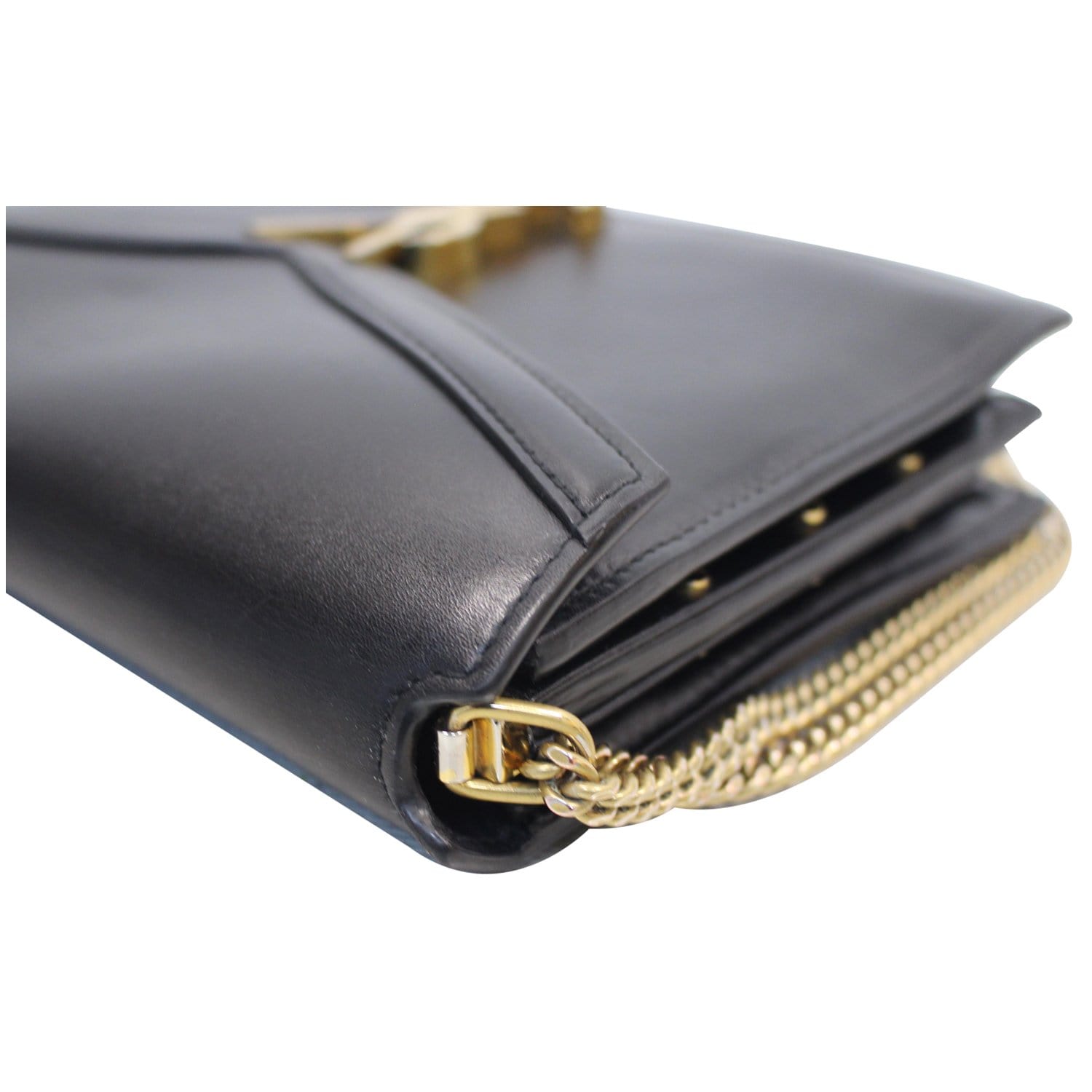 YVES SAINT LAURENT Cassandra Medium Monogram Clasp Shoulder Bag Black