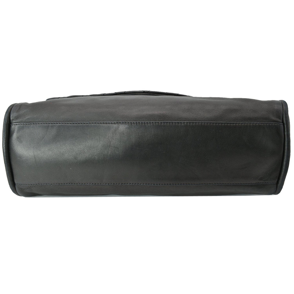 CHANEL Double Foldover Twist Closure Smooth Lambskin Tote Bag Black