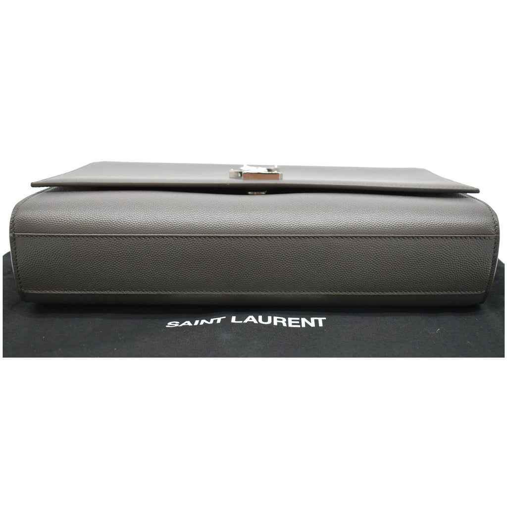YVES SAINT LAURENT Kate Large Grain De Poudre Leather Shoulder Bag Grey