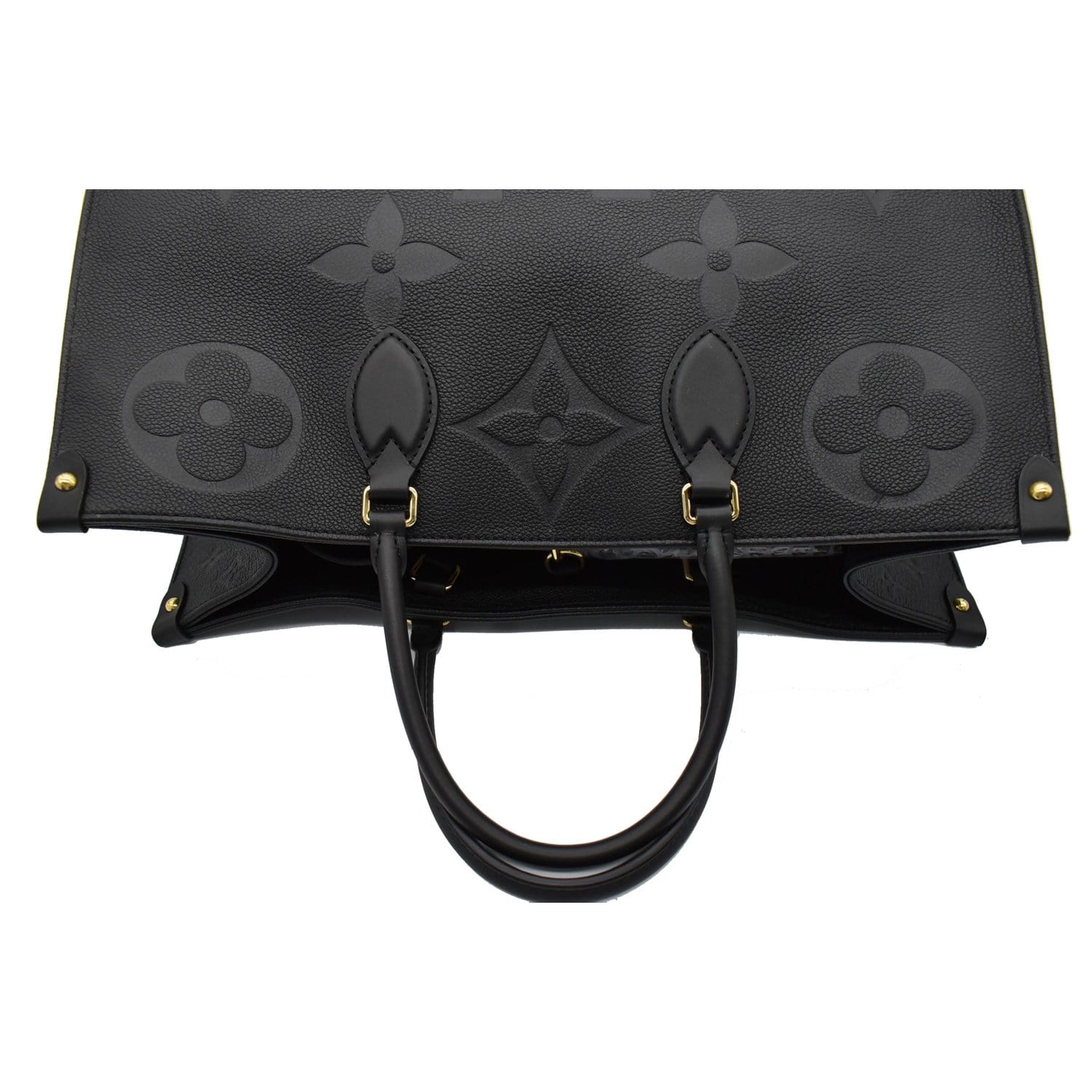LOUIS VUITTON Onthego GM Monogram Empreinte Leather Tote Bag Black