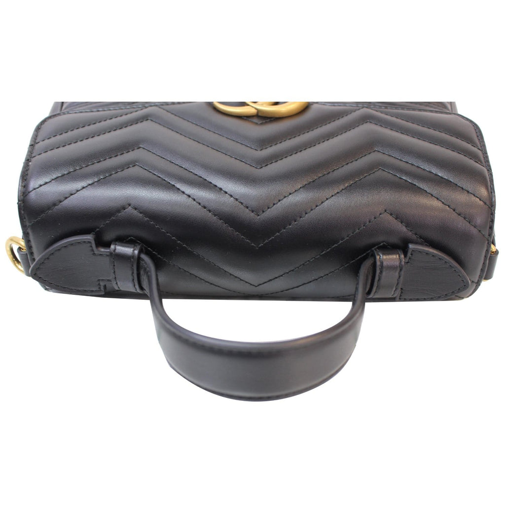 GUCCI GG Marmont Small Top Handle Shoulder Bag Black 498110