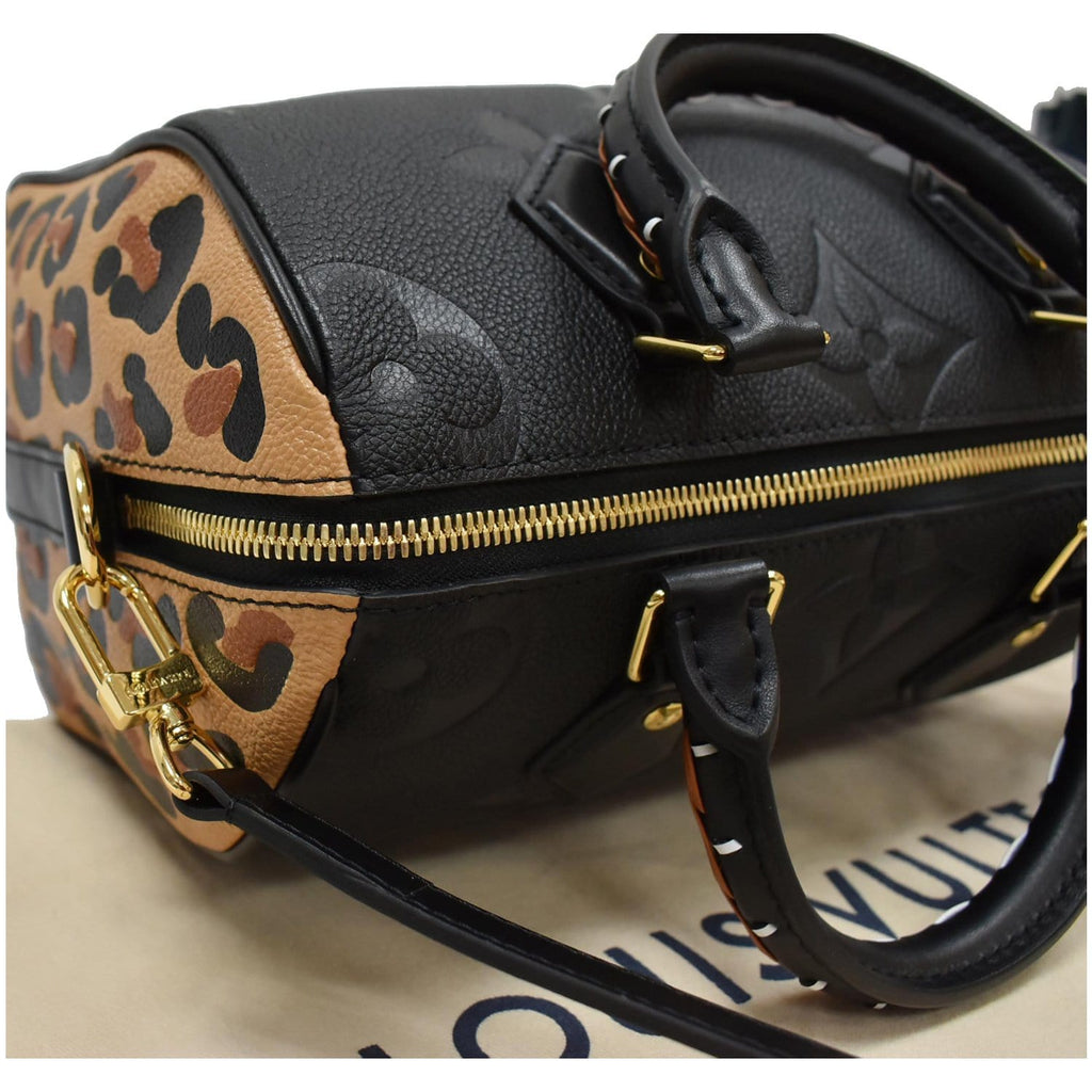 LOUIS VUITTON Speedy 25 Wild At Heart Leather Shoulder Bag Black
