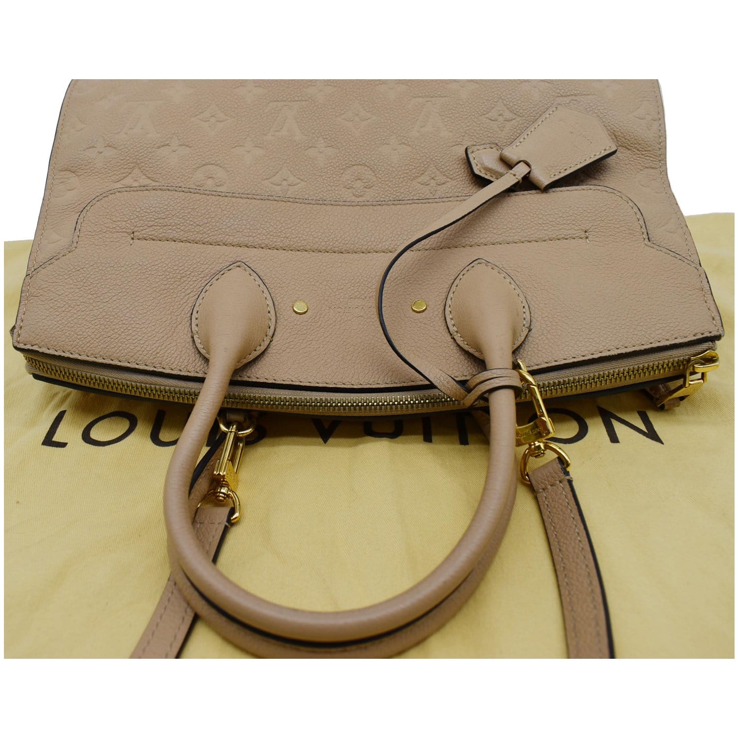 LOUIS VUITTON Pont Neuf MM Monogram Empreinte Leather Shoulder Bag Beige